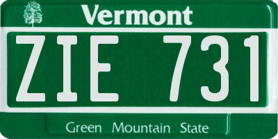 VT license plate ZIE731
