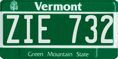VT license plate ZIE732
