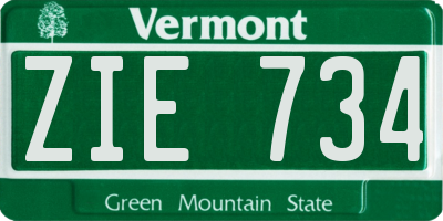 VT license plate ZIE734