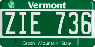 VT license plate ZIE736