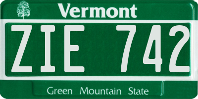 VT license plate ZIE742