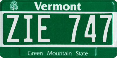 VT license plate ZIE747