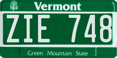 VT license plate ZIE748