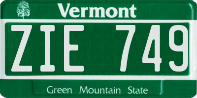 VT license plate ZIE749