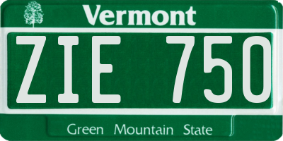VT license plate ZIE750