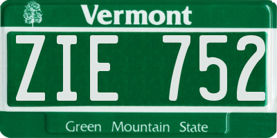 VT license plate ZIE752