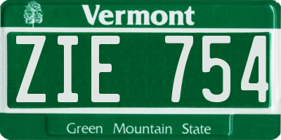 VT license plate ZIE754
