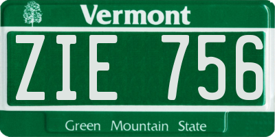VT license plate ZIE756