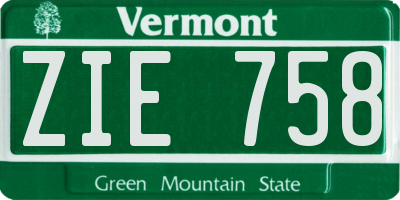 VT license plate ZIE758