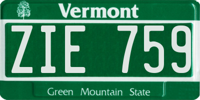 VT license plate ZIE759