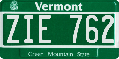 VT license plate ZIE762