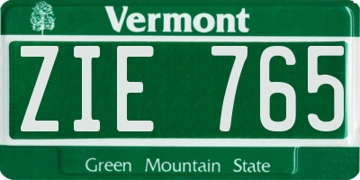 VT license plate ZIE765