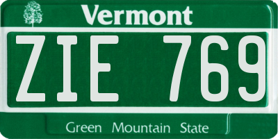 VT license plate ZIE769
