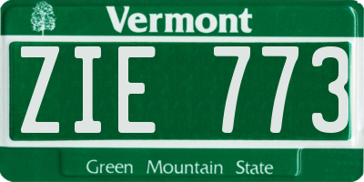 VT license plate ZIE773