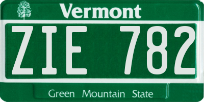 VT license plate ZIE782