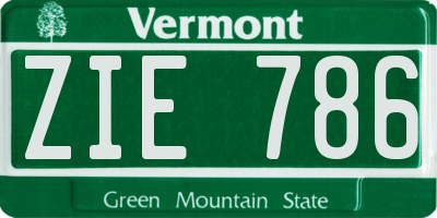 VT license plate ZIE786