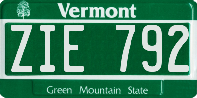 VT license plate ZIE792