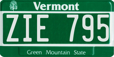 VT license plate ZIE795