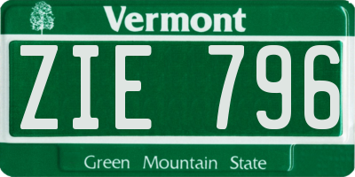 VT license plate ZIE796