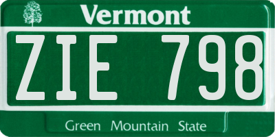 VT license plate ZIE798
