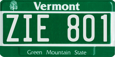 VT license plate ZIE801