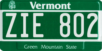 VT license plate ZIE802