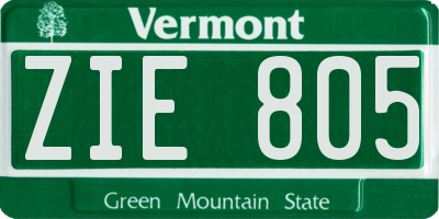 VT license plate ZIE805
