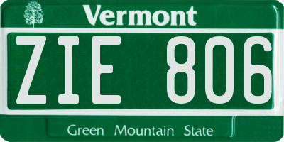 VT license plate ZIE806