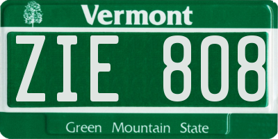 VT license plate ZIE808