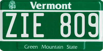 VT license plate ZIE809