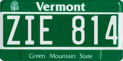 VT license plate ZIE814