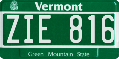 VT license plate ZIE816
