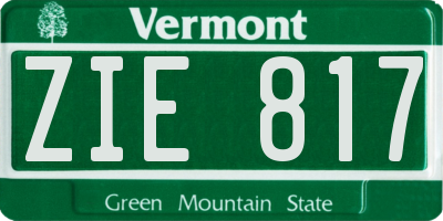 VT license plate ZIE817
