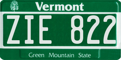 VT license plate ZIE822