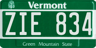 VT license plate ZIE834