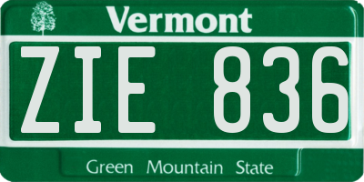 VT license plate ZIE836