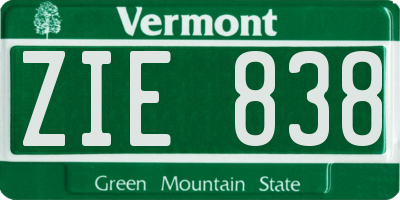 VT license plate ZIE838