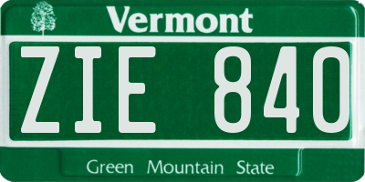VT license plate ZIE840