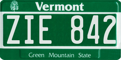 VT license plate ZIE842