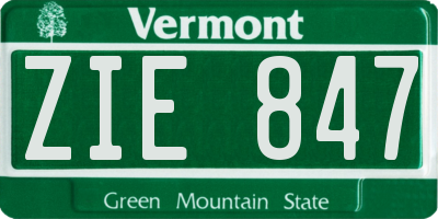 VT license plate ZIE847