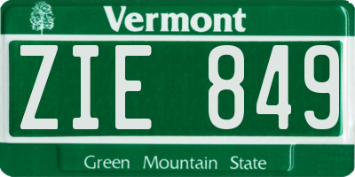 VT license plate ZIE849