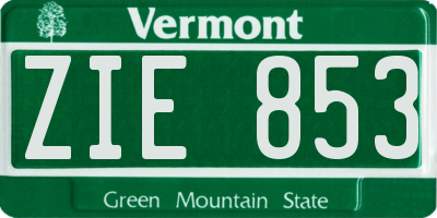 VT license plate ZIE853