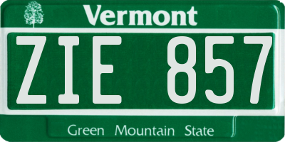VT license plate ZIE857