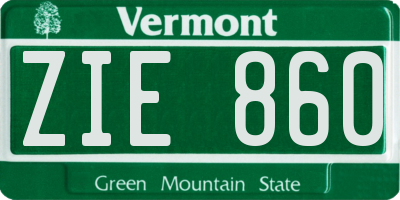 VT license plate ZIE860