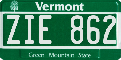 VT license plate ZIE862