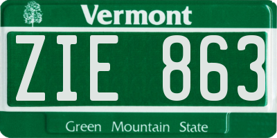 VT license plate ZIE863