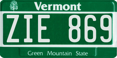 VT license plate ZIE869