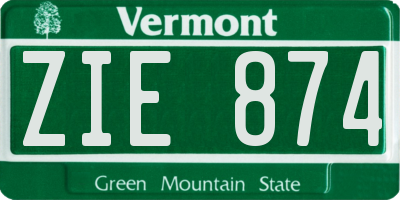 VT license plate ZIE874