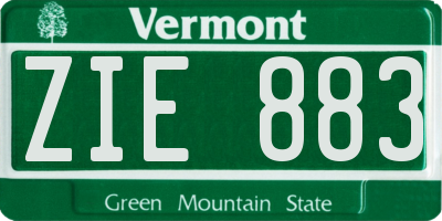VT license plate ZIE883