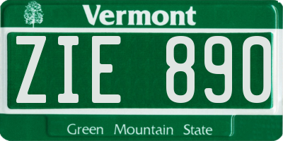 VT license plate ZIE890